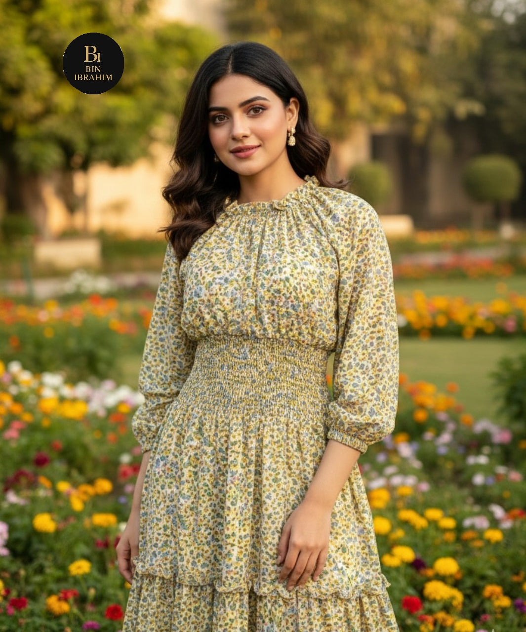 Kamar Smocking Maxi with Large Flare