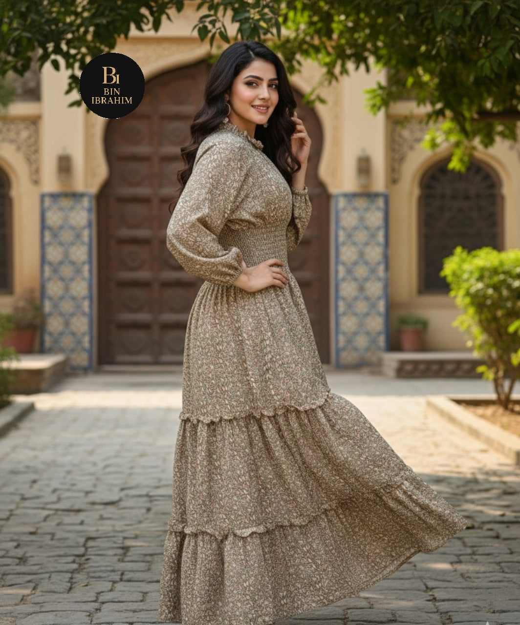 Kamar Smocking Maxi with Large Flare