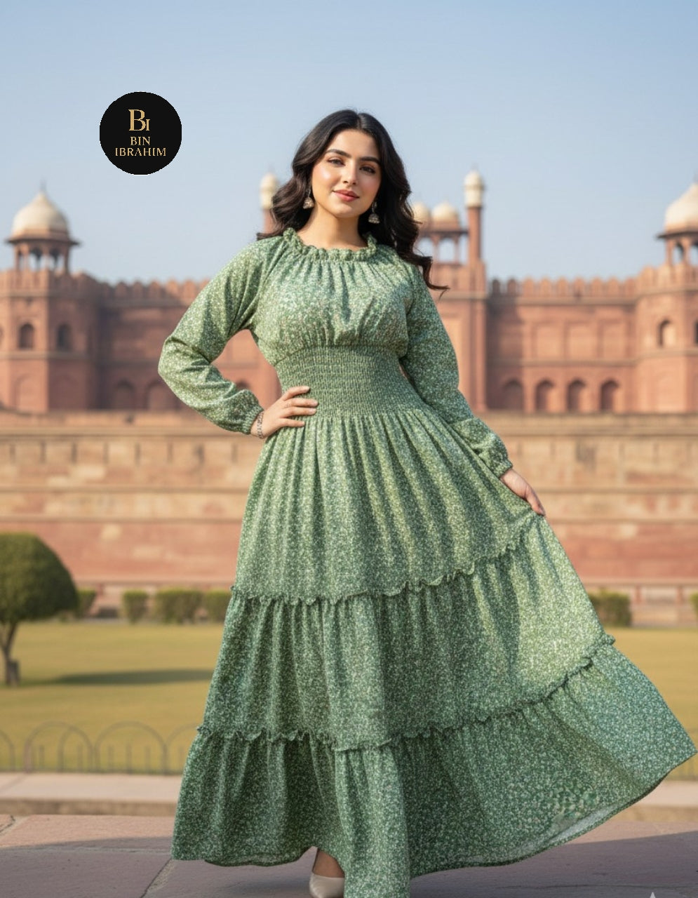 Kamar Smocking Maxi with Large Flare