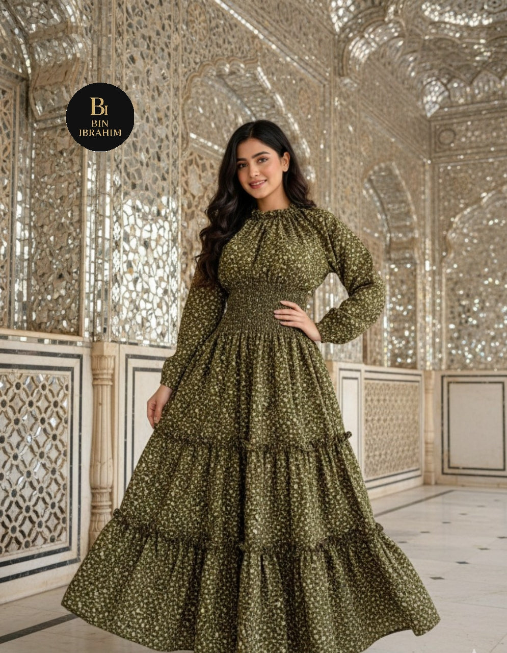 Kamar Smocking Maxi with Large Flare