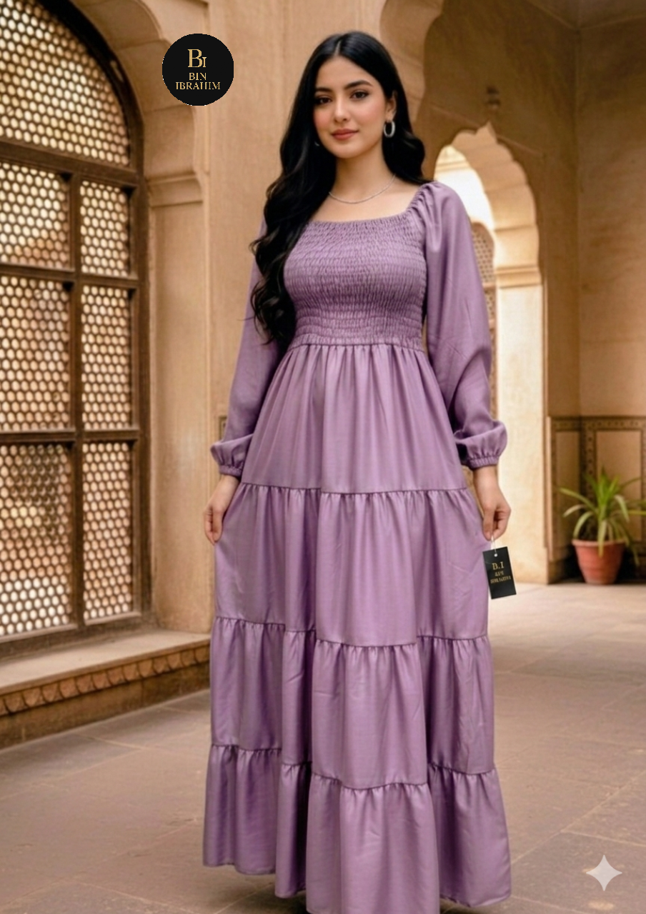 Smoked Western Tiered Maxi Dress