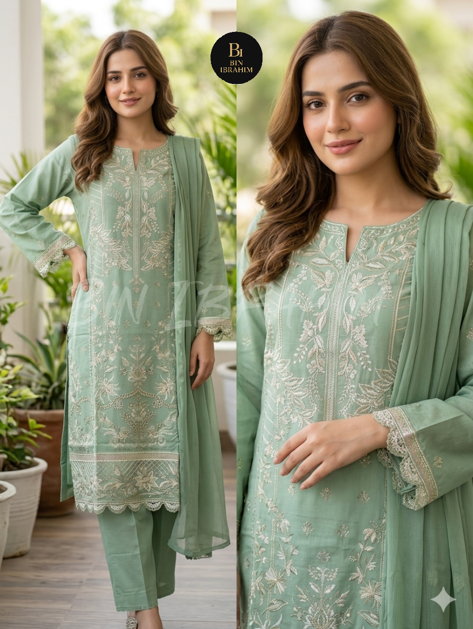 3 Piece Cotton Embroidery Suit Switch