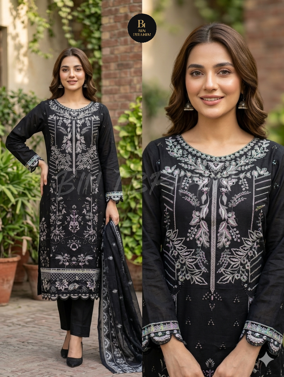 3 Piece Cotton Embroidery Suit Switch