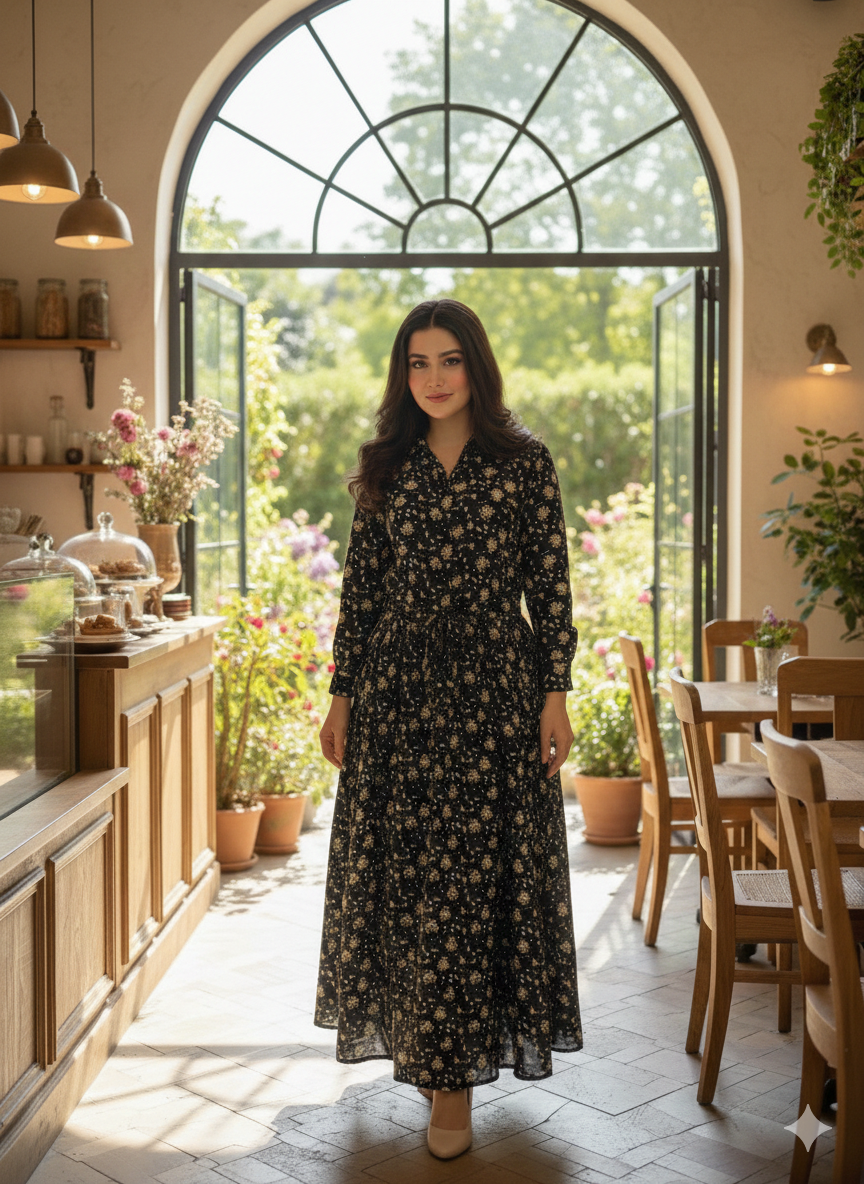 Shirt & Long Skirt Front-Knot