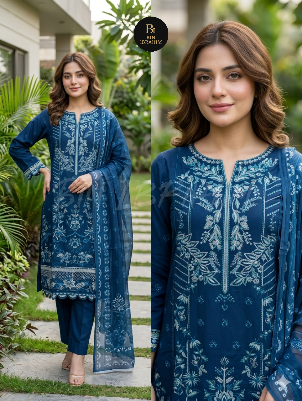 3 Piece Cotton Embroidery Suit Switch