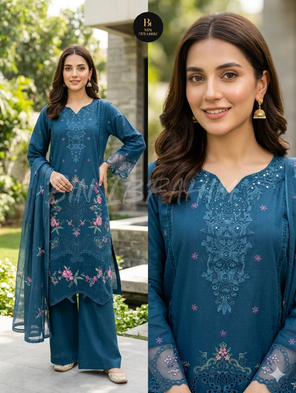 3 Piece Cotton Embroidery Suit Switch