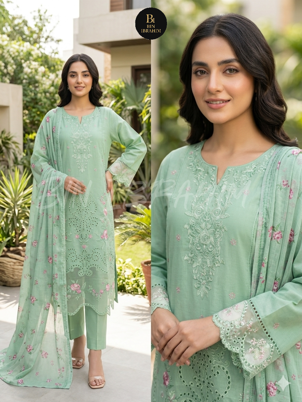 3 Piece Cotton Embroidery Suit Switch