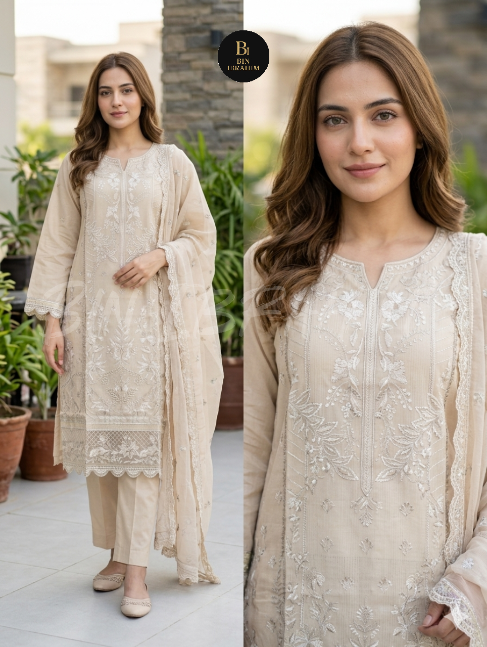3 Piece Cotton Embroidery Suit Switch